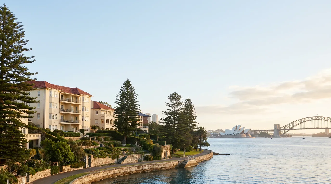 A residential street in Cremorne Point, showing the typical access for a move here